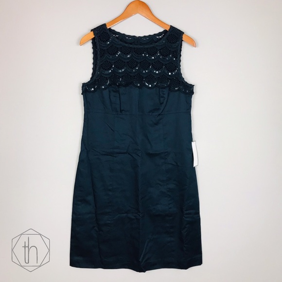 Ann Taylor Dresses & Skirts - Ann Taylor embellished sheath dress 8 navy
